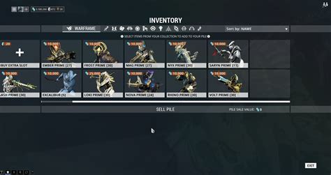  warframe inventory slots